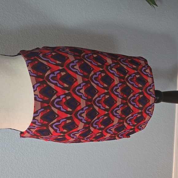 ANTHROPLOGIE Dolan Ruched Ruffle Mini Skirt Size Small in Red Purple Black Boho - Picture 8 of 10